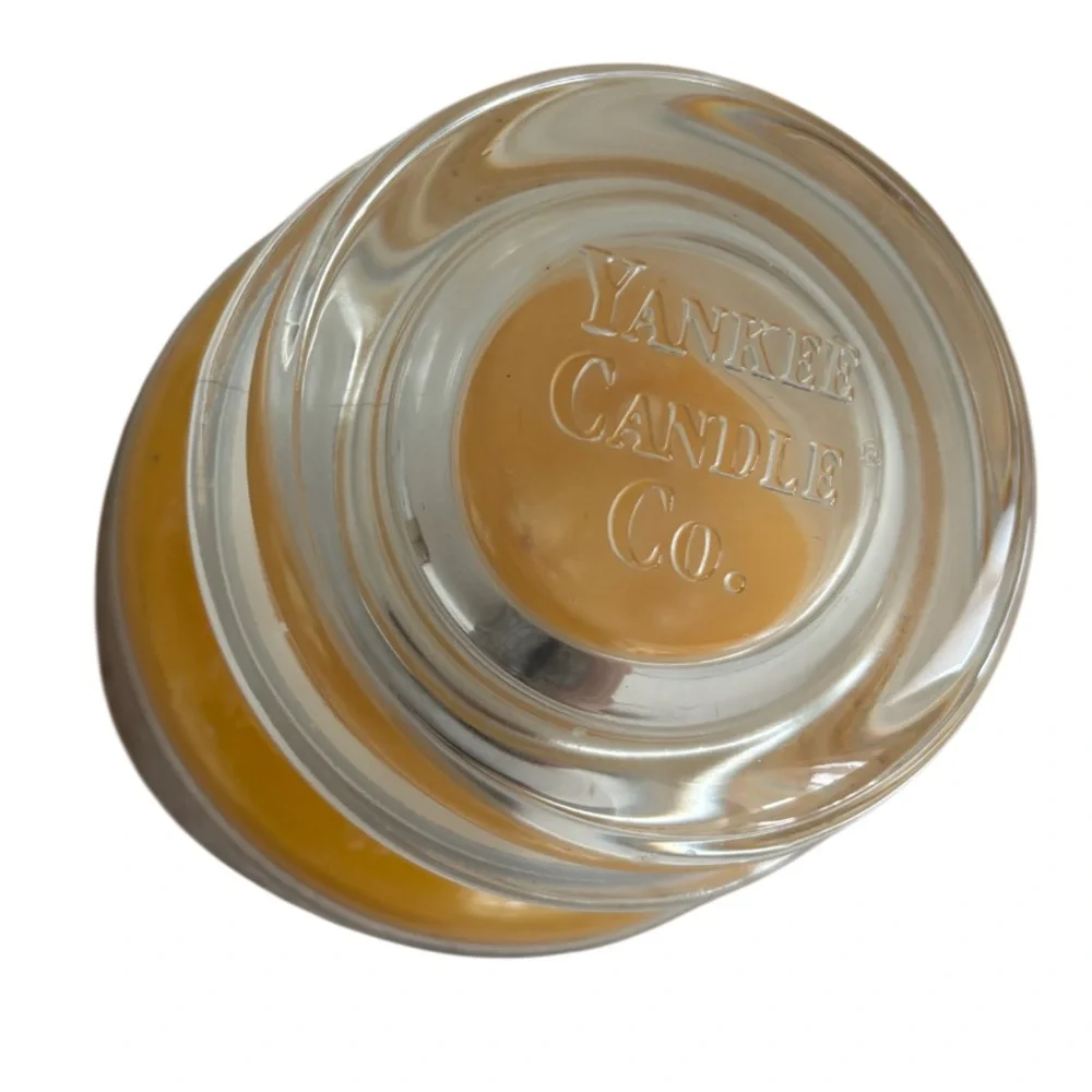 Yankee Candle Jar Warm Apple Crisp Vintage Black Band Gold Tan Yellow 14.5 Oz